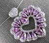 LARGE 7.5CT DIAMOND & AAA PINK SAPPHIRE 14KT WHITE GOLD 3D DOUBLE HEART PENDANT