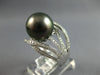 LARGE .50CT DIAMOND & AAA TAHITIAN PEARL 14KT WHITE GOLD CRISS CROSS SWIRL RING