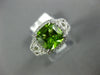 LARGE 2.45CT DIAMOND & AAA PERIDOT 14K WHITE GOLD CUSHION HALO FILIGREE FUN RING