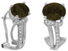 2.33CT DIAMOND & AAA SMOKY TOPAZ 14K WHITE GOLD 3D OVAL & ROUND CLIP ON EARRINGS