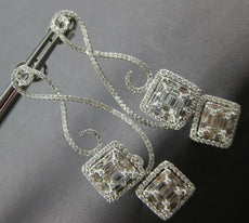 LARGE 4.11CT DIAMOND 18KT WHITE GOLD CLUSTER INVISIBLE INFINITY HANGING EARRINGS