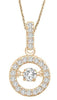 ESTATE .21CT DANCING DIAMOND 14KT ROSE GOLD 3D SOLITAIRE HALO FLOATING PENDANT