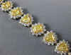 WIDE & LONG 15.20CT WHITE & CANARY DIAMOND 18KT 2 TONE GOLD LOVE TENNIS BRACELET