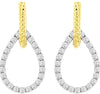 .51CT DIAMOND 14K TWO-TONE GOLD 3D OPEN TEAR DROP LOVE KNOT FUN HANGING EARRINGS