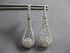 ESTATE .88CT DIAMOND 14KT WHITE GOLD CLASSIC FLOWER TEAR DROP HANGING EARRINGS