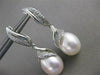 ESTATE LARGE DIAMOND 12MM SOUTH SEA PEARL 14KT WHITE GOLD HANGING EARRINGS #2664