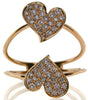 ESTATE .46CT LIGHT PINK DIAMOND 18KT ROSE GOLD 3D CLASSIC DOUBLE HEART LOVE RING