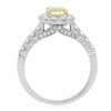 GIA 1.62CT WHITE & FANCY YELLOW DIAMOND 18KT 2 TONE GOLD CLASSIC ENGAGEMENT RING