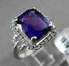 ESTATE WIDE 3.16CTW DIAMOND & AAA EXTRA FACET AMETHYST 14KT WHITE GOLD HALO RING