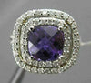 ESTATE LARGE 2.80CT DIAMOND & AAA AMETHYST 14KT WHITE GOLD DOUBLE 3D HALO RING
