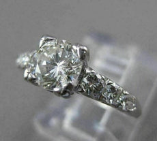 ANTIQUE 1.12CT ROUND DIAMOND PLATINUM FISHTAIL ENGAGEMENT RING G/H VS #23269