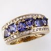 ESTATE WIDE 2.37CT DIAMOND & AAA TANZANITE 14K YELLOW GOLD TRILLION & ROUND RING