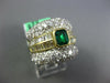 LARGE 4.10CT DIAMOND & AAA EMERALD 18KT 2 TONE GOLD 3D BAGUETTE ENGAGEMENT RING