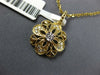 ESTATE .14CT DIAMOND 14K 2 TONE GOLD 3D CLASSIC FILIGREE FLOWER FLOATING PENDANT