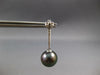 ESTATE LARGE .19CT DIAMOND & TAHITIAN PEARL 14KT WHITE GOLD BAR HANGING EARRINGS