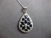 LARGE 1.95CT DIAMOND & AAA SAPPHIRE 14KT WHITE GOLD 3D TEAR DROP PENDANT #28057