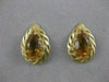 LARGE ANTIQUE PEAR CITRINE 14K YELLOW GOLD FILIGREE POST PUSHBACK EARRINGS 20X14