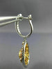ESTATE LARGE 2.37CT WHITE & FANCY YELLOW DIAMOND 18K 2 TONE GOLD FLOWER EARRINGS