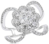 ESTATE WIDE 1.31CT DIAMOND 14KT WHITE GOLD 3D CLUSTER FLOWER LOVE KNOT FUN RING