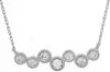 ESTATE .12CT DIAMOND 14K WHITE GOLD CLASSIC ROUND 7 STONE BEZEL FUN BAR NECKLACE