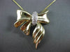 ANTIQUE LARGE .20CT DIAMOND 14K WHITE & YELLOW GOLD BOW TIE SLIDE PENDANT #22963