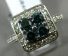 WIDE .88CT WHITE & BLUE DIAMOND 18KT WHITE GOLD 3D SQUARE CLUSTER PROMISE RING