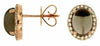 2.88CT DIAMOND & AAA SMOKY QUARTZ 14KT ROSE GOLD 3D CABOCHON OVAL STUD EARRINGS