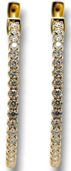 LARGE 2.25CT DIAMOND 14KT YELLOW GOLD 3D INSIDE OUT LUCIDA HOOP HANGING EARRINGS