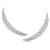 ESTATE .12CT DIAMOND 14KT WHITE GOLD CLASSIC ELONGATED MOON EAR CLIMBER EARRINGS