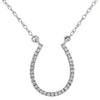 ESTATE .12CT DIAMOND 14KT WHITE GOLD 3D CLASSIC LUCKY HORSE SHOE FUN NECKLACE