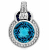 ESTATE LARGE 7.36CT DIAMOND AAA BLUE TOPAZ & SAPPHIRE 14KT WHITE GOLD 3D PENDANT