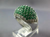 LARGE 3.65CT DIAMOND & AAA EMERALD 14KT WHITE GOLD DOME SHAPE ANNIVERSARY RING