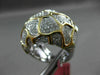 ESTATE LARGE 1.38CT DIAMOND 18K WHITE & YELLOW GOLD HANDCRAFTED PAVE NUGGET RING