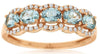 ESTATE .86CT DIAMOND & AAA EF AQUA MARINE 14KT ROSE GOLD 3D 5 STONE FUN RING