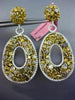 MASSIVE 23.49CT WHITE & MULTI COLOR DIAMOND 18K 2TONE GOLD OVAL HANGING EARRINGS
