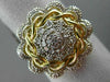 ESTATE LARGE .25CT DIAMOND 14KT TWO TONE GOLD 3D FILIGREE FLOWER MILGRAIN RING