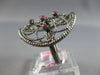ESTATE LARGE AAA RUBY 14KT BLACK GOLD 3D FILIGREE FLOWER OVAL RING