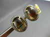 ANTIQUE LARGE 11.5CT AAA SMOKEY TOPAZ & DIAMOND 18K YELLOW GOLD CLIP ON EARRINGS
