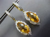 4.52CT DIAMOND & CITRINE 14K 2 TONE GOLD ROUND & MARQUISE LEAF HANGING EARRINGS