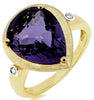 LARGE 5.43CT DIAMOND & AAA AMETHYST 14KT YELLOW GOLD 3 STONE MATTE & SHINY RING