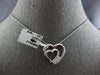 LARGE .25CT DIAMOND 14K WHITE GOLD 3D 3 STONE DOUBLE HEART LOVE FLOATING PENDANT