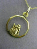 ESTATE 14K YELLOW GOLD 3D CIRCULAR SAINT ANTHONY FLOATING PENDANT & CHAIN #24993