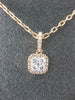 ESTATE .25CT DIAMOND 14KT ROSE GOLD 3D CLUSTER SQUARE HALO CLASSIC PENDANT