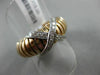 ESTATE WIDE .31CT DIAMOND 18KT WHITE & ROSE GOLD 3D FLEXIBLE SHINY X LOVE RING
