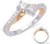 ESTATE .66CT DIAMOND 14K WHITE & ROSE GOLD CLASSIC 2 STONE CRISS CROSS LOVE RING