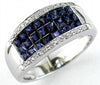 Estate 1.60Ct Diamond & AAA Sapphire 14Kt White Gold Princess & Round Anniversary Ring
