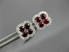 ESTATE LARGE 1.15CT DIAMOND & AAA RUBY 18KT WHITE GOLD 3D SQUARE FLOWER EARRINGS