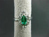 ANTIQUE LARGE 1.4CT DIAMOND & AAA COLOMBIAN 18K WHITE GOLD MARQUISE CLUSTER RING
