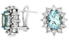 3.36CT DIAMOND & AAA AQUAMARINE 14KT WHITE GOLD 3D OVAL & ROUND CLIP ON EARRINGS