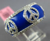 WIDE 1.40CT DIAMOND & BLUE ENAMEL 18KT WHITE GOLD MULTI PEACE SIGN ETERNITY RING